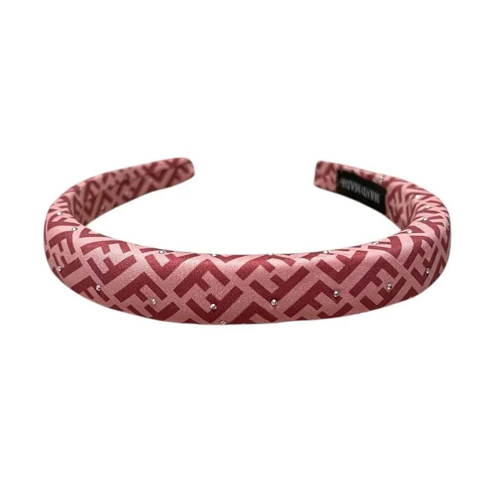 💎2/$30💎 Handmade Upcycled Designer Inspired Pink FF Patterned Headband